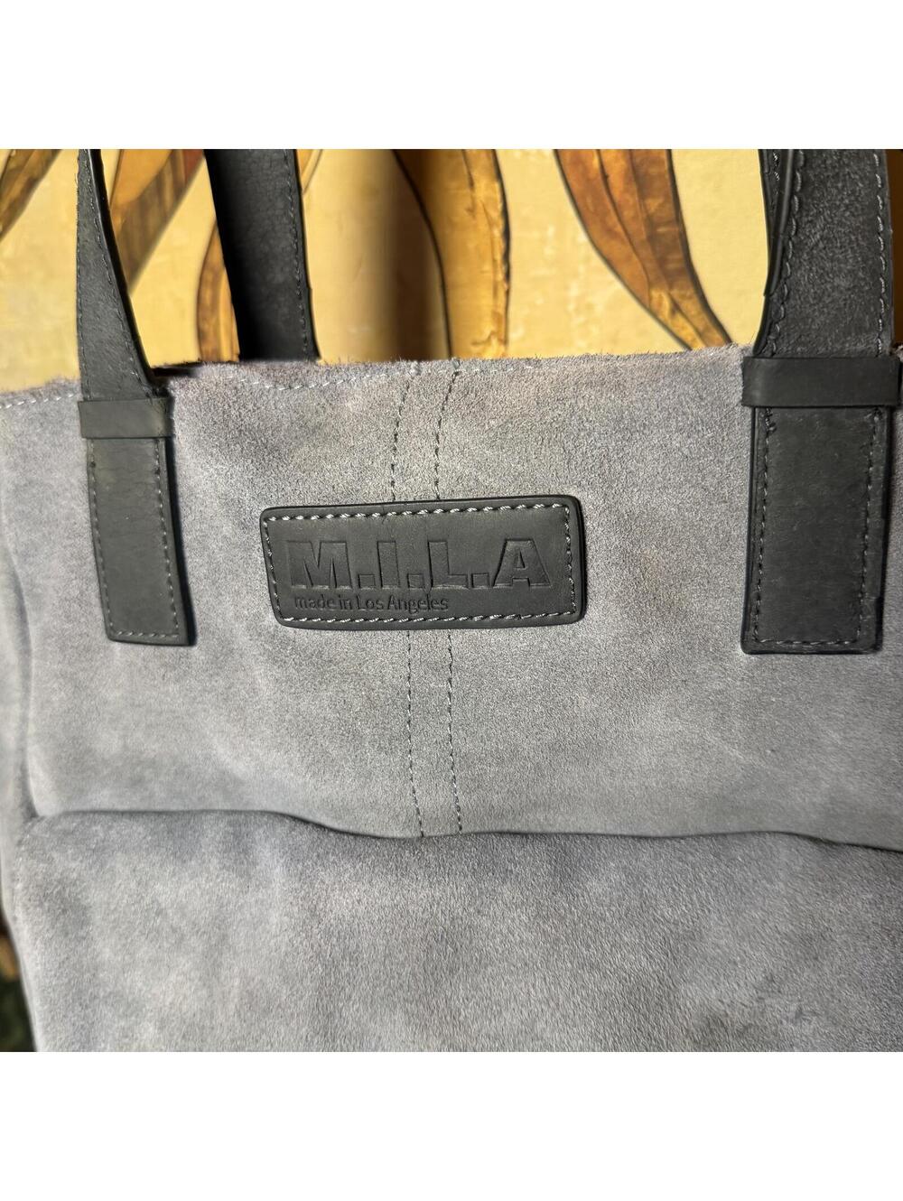 M.I.L.A Suede Leather Tote Bag in Blue - Picture 2 of 5